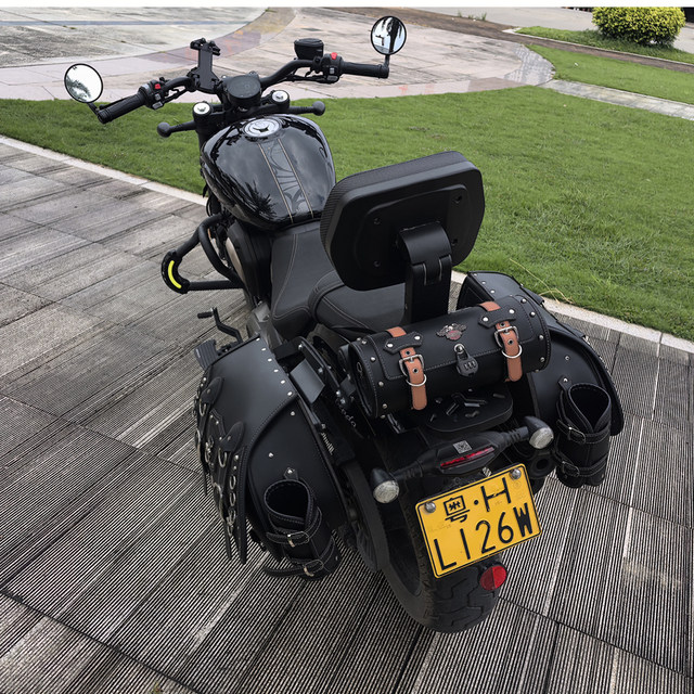 Retro motorcycle front bag cylinder tool kit electric vehicle rear seat bag rear bag tail bag edge bag waterproof and sun protection