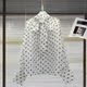 Women's bow tie shirt temperament long sleeve top polka dot dot shirt white occupation chiffon black white