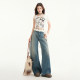 La Chapelle Puella 2025 summer new retro wash floor jeans loose and slim straight trousers