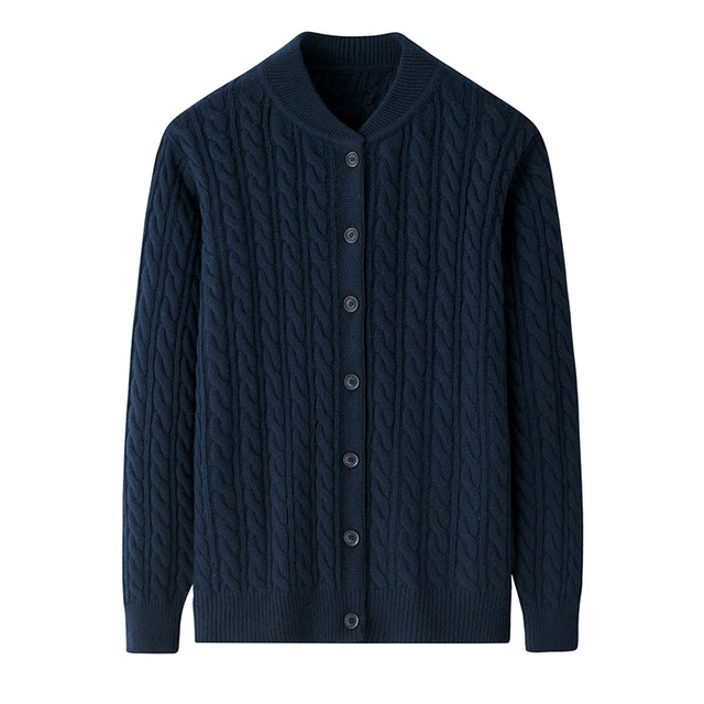 New autumn and winter style middle-aged and elderly mothers' mohua pure wool casual clothes stand collar thickened loose knit sweater jacket