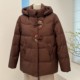 Winter grandma down jacket, warm loose coat, thick solid color embroidery hooded zipper top for mother and the elderly