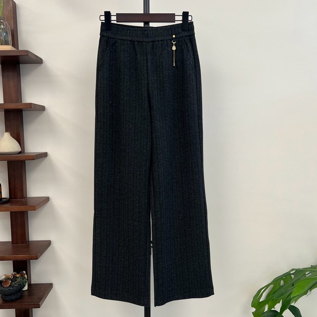 New style straight trousers for women in autumn and winter, spring and autumn elastic solid color loose mother trousers high waist middle-aged women thick trousers