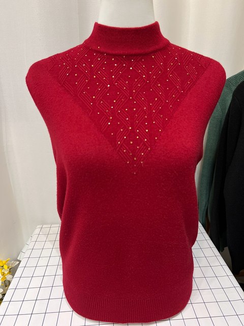 Temperament Mom Winter Extra Large Loose Middle-aged and Elderly Cardigan Women's Sweater Velvet Thickened Half-Turtle Collar Top