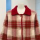 Mom's plaid woolen coat, women's lapel autumn and winter new style, versatile and versatile knitted cardigan for middle-aged and elderly people