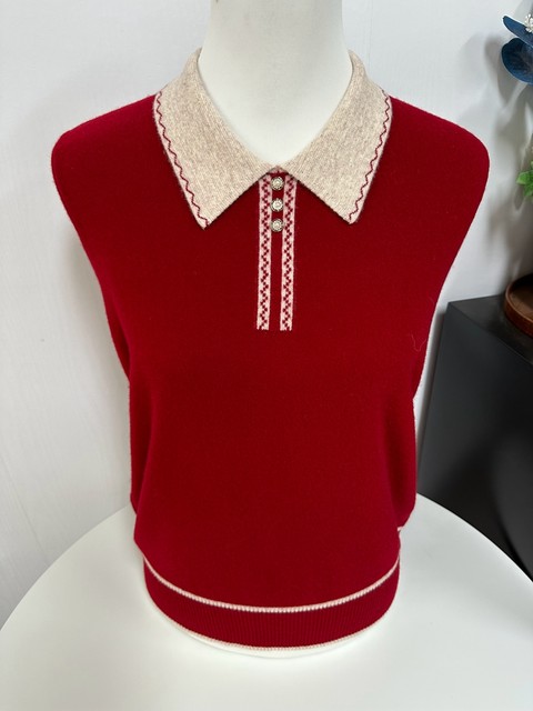 Shopping mall 100 pure wool simple mother's knitted sweater middle-aged and elderly loose lapel top bottoming shirt for women