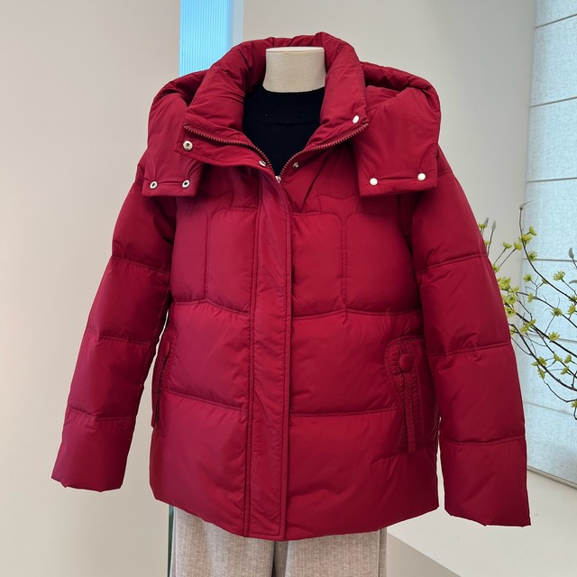 Winter mother's down jacket, middle-aged and elderly grandma's jacket, loose hooded old man's thick white duck down top