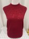Autumn and winter sweaters for middle-aged and elderly mothers in natal red loose large size half turtleneck diamond-encrusted elastic middle-aged and elderly comfortable shirts