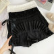 Sweet design lace spliced ​​side laces high waist slim pleated skirt short skirt for women spring and summer new style