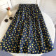 2022 Summer Korean New Style Sweet and Versatile Flower Print High Waist Swing A-Line Skirt Mid-Length Skirt for Women