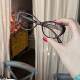 hucares Chacha kitten homemade uv400 anti-blue light sunglasses flat glasses myopia without makeup showing small face