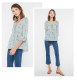 cache authentic mint mambo small fresh floral lace edge 7-quarter sleeve shirt for women spring and summer 8416002