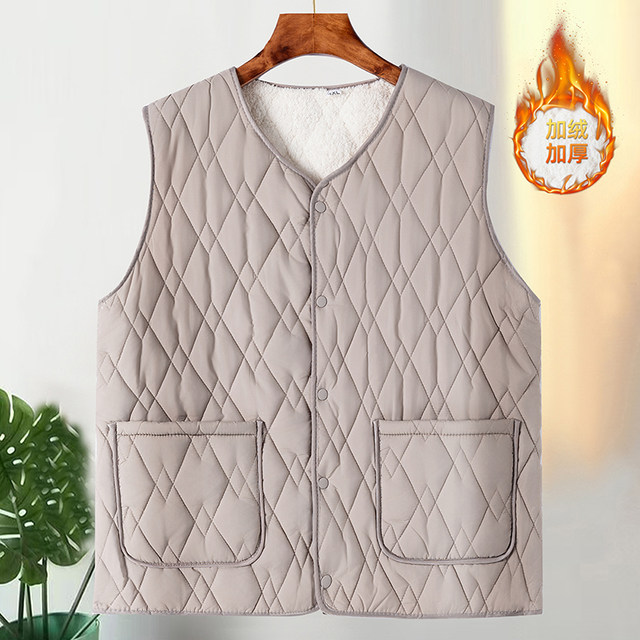 
Middle-aged and elderly female mothers autumn and winter clothing plus velvet vest plus fat large size loose grandma vest vest warm jacket
