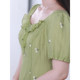 Summer big size women's clothing French embroidered lace collar dress Summer new style waist-hugging mid-length skirt
