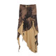H-home European and American women's clothing wasteland style old mold pattern printed irregular strap skirt retro slim short skirt trendy
