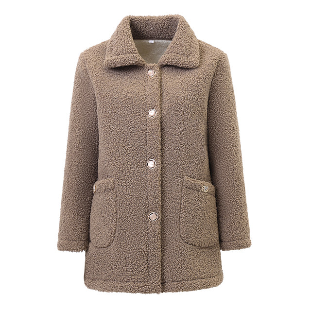 Middle-aged mothers' spring and autumn coats, women's autumn and winter lamb wool cotton-padded coats, middle-aged and elderly winter coats, plus velvet polar fleece cotton-padded jackets
