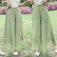 High-end embroidered pure large size women's summer thin style high waist big swing nine-point slim white casual double-layer wide-leg skirt pants