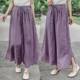 High-end embroidered pure large size women's summer thin style high waist big swing nine-point slim white casual double-layer wide-leg skirt pants
