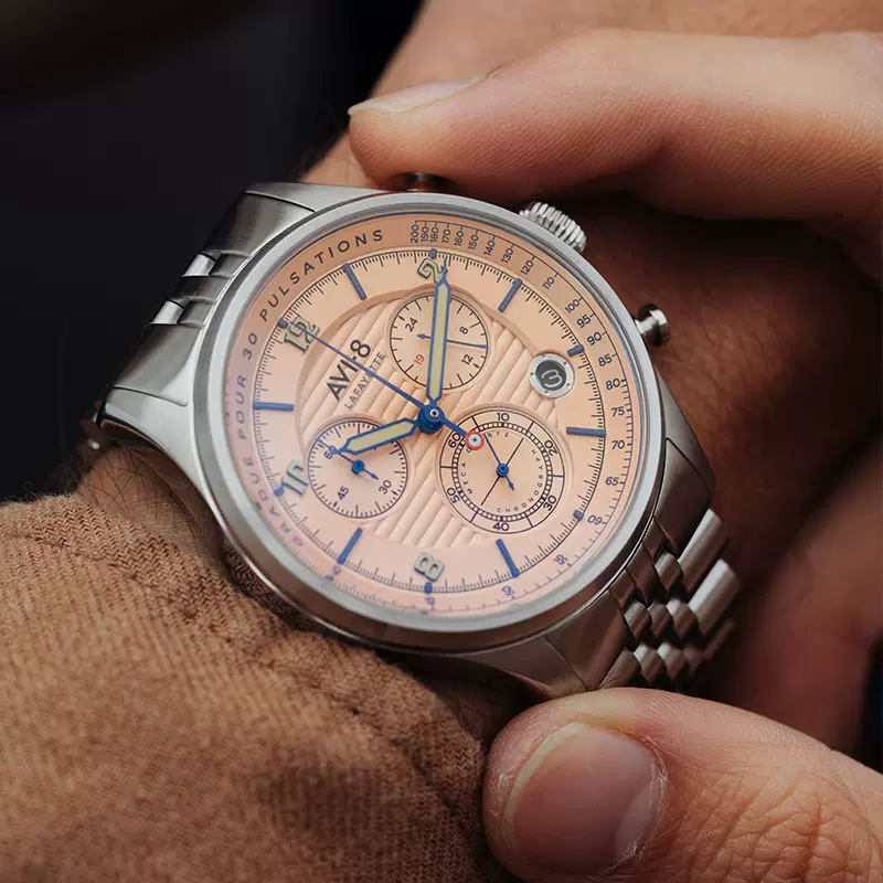 英国avi8拉斐特飞行队复古飞行员三眼计时手表钢表带