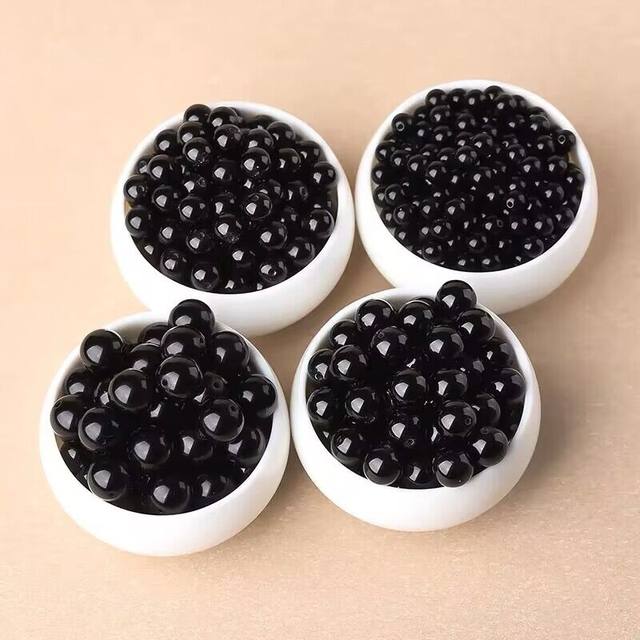 Crystal glass obsidian beads loose beads wholesale black ball beads DIY bracelet with beads light bead bracelet material