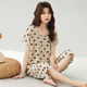 In summer, you can wear cotton and silk home clothing set women thin loose artificial cotton pajamas. Two sets of anti -convex spots
