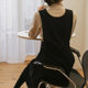 Cable round neck, V -neck duo vest skirt without sleeve vest skirt spring autumn and winter new woolen woolen dress gentle long skirt
