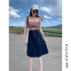 Denim skirt women's summer Korean version dark blue A-line big hem breasted cover the crotch slimming retro mid-length umbrella skirt