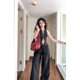 Gray double-zipper round neck slim knitted vest for women design slim and slim sweet and cool contrasting sleeveless top