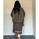 miu brown polka dot skirt for women retro relaxed elastic waist loose casual versatile mid-length A-line skirt
