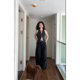 Gray double-zipper round neck slim knitted vest for women design slim and slim sweet and cool contrasting sleeveless top