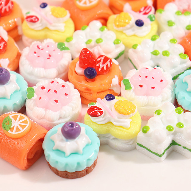 Ice cream fruit cake simulation food play cream glue DIY hairpin hair accessories material children's house decorations for women
