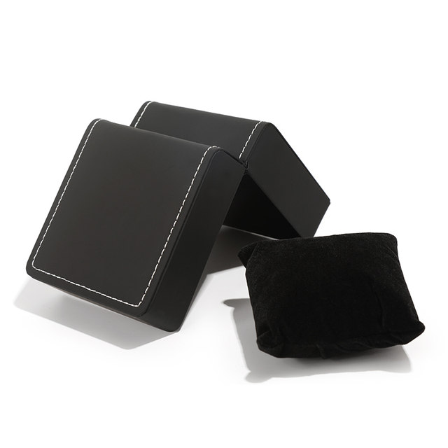 High-end watch box gift box black matte PU leather high-end watch box storage box single customized logo packaging box