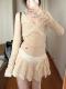 Homemade high -waisted design feel first love girl powder cake skirt exquisite sweet lace stitching lace -up pleated skirt short skirt

