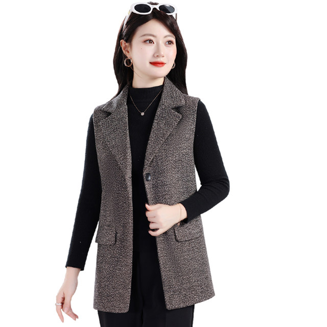 
Mother's Spring and Autumn Thin Medium-Length Suit Vest Middle-aged and Old Women's Large Size Loose Elderly Top Jacket Vest