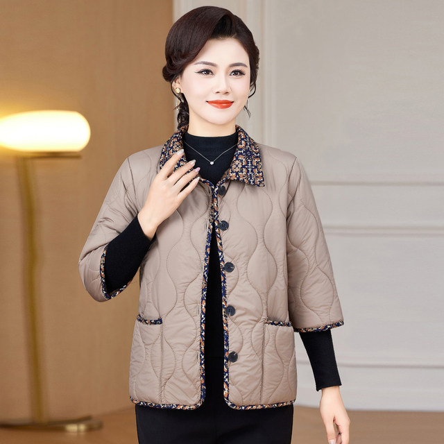 
Autumn and winter clothes for mothers with mid-sleeves, velvet and thickened cotton vests, middle-aged and elderly women's clothing, cold-proof and warm cotton coats and vests