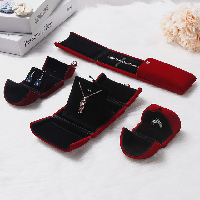 Jewelry packaging box creative double-opening cloth pearl box small jewelry storage box ring pendant bracelet box wedding