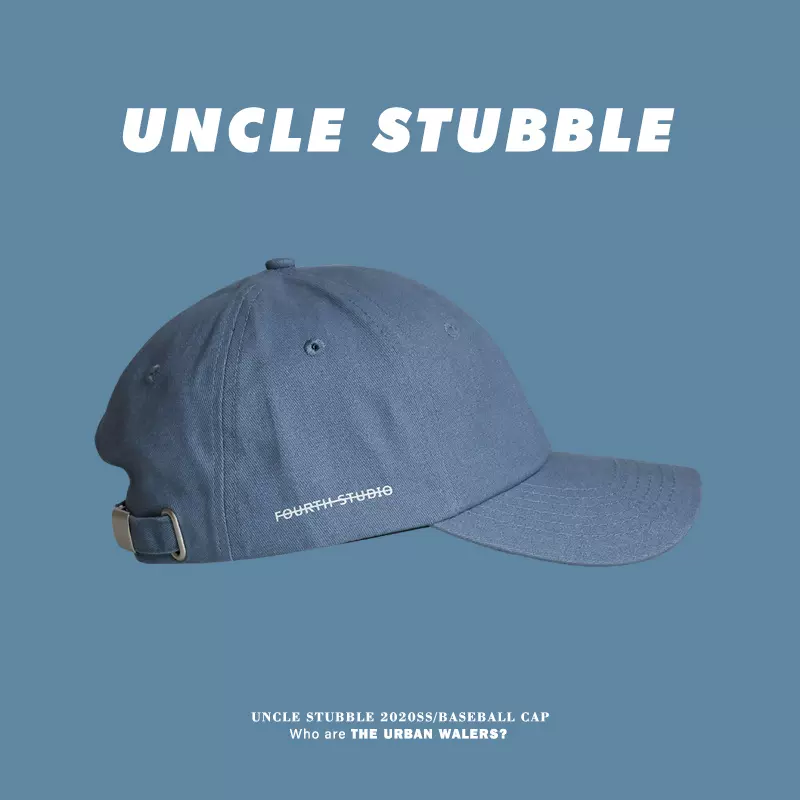 胡茬叔叔原创鸭舌帽男韩国潮牌显白雾霾蓝色软顶棒球帽春夏帽子女 Taobao