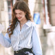 BETU Bai map Loose blue and white striped shirt Female long sleeves 2025 new professional commute shirt
