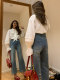 Removable bow French temperament white shirt women's puff sleeves ruffle high-end exquisite long-sleeved shirt