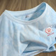 KV Zhenweis pink tie-dyed short-sleeved T-shirt for women 2025 new summer pure cotton t-shirt loose slimming top
