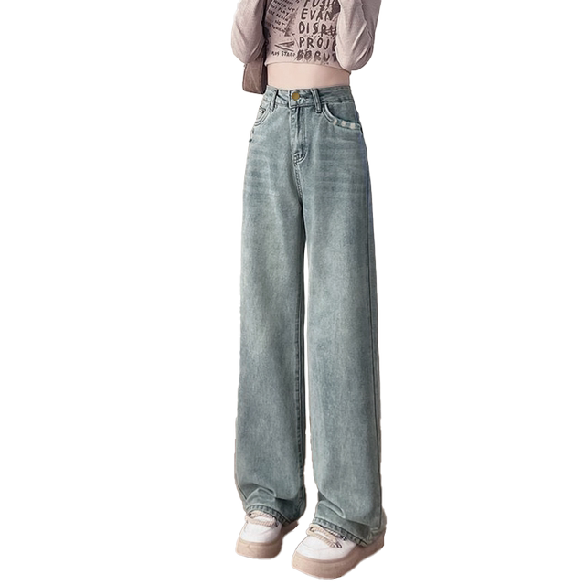 KP Zhenweis women's high waist wide-leg jeans for women 2025 spring and autumn new style worn and slimming and drooping floor trousers