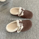Lulu Dan velvet Birkenstocks, thick-soled half-slippers, fall and winter toe-toe Mules, slip-on women's shoes, cotton shoes