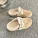 Lurudan furry Birkenstock shoes, winter cotton slippers, toe-toe mule shoes, slip-on women's shoes, plus velvet half slippers