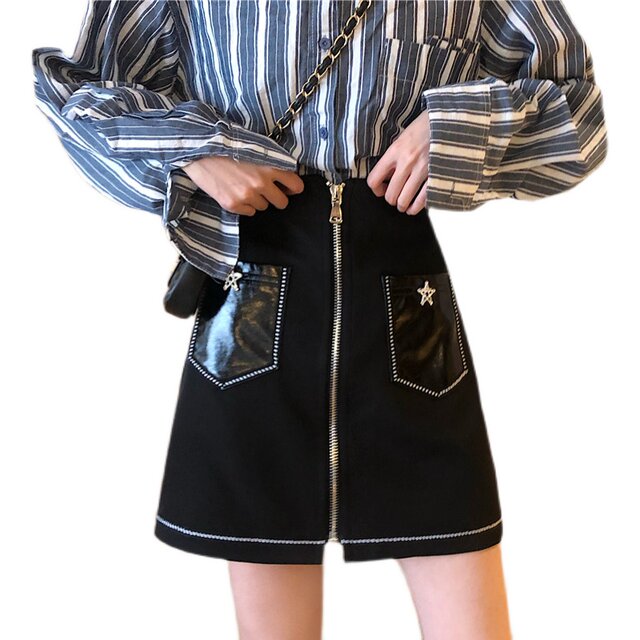 Large size versatile zipper short skirt for women in spring and summer new style ins super hot high waist slimming one-piece hip-covering skirt