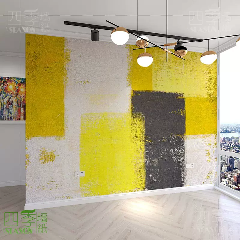 北欧抽象艺术墙纸卧室客厅美术室电视背景壁布涂鸦几何复古壁纸