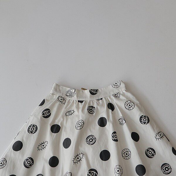 Spring and Autumn Women's Skirt Cotton Rear Zipper Loose Umbrella Skirt Polka Dots Fashionable and Versatile Commuter A-line Skirt F6