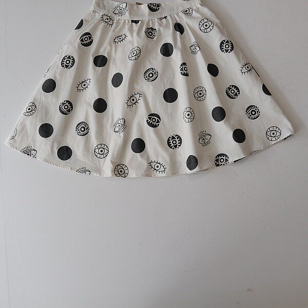 Spring and Autumn Women's Skirt Cotton Rear Zipper Loose Umbrella Skirt Polka Dots Fashionable and Versatile Commuter A-line Skirt F6