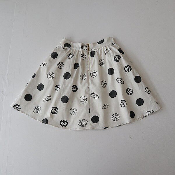Spring and Autumn Women's Skirt Cotton Rear Zipper Loose Umbrella Skirt Polka Dots Fashionable and Versatile Commuter A-line Skirt F6