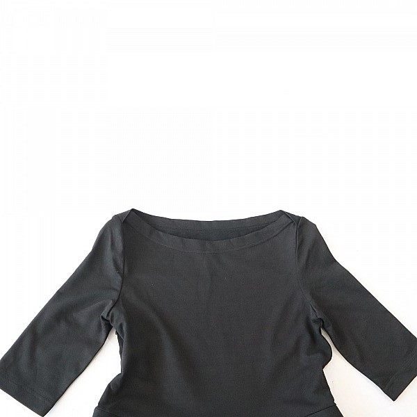 New spring and summer women's mid-sleeved T-shirt shirt with one-length collar pullover slim side zipper splicing irregular top F6S
