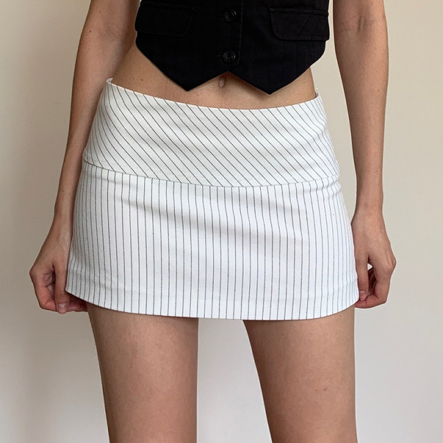DARLINGAGA simple casual style low waist sexy striped skirt women zipper slim hip skirt short skirt