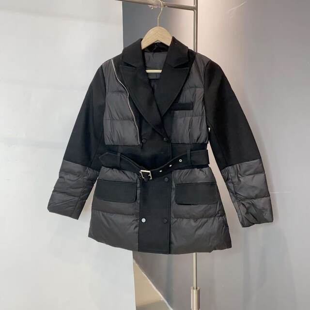 / No return and exchange for new style style suit collar 90 white duck down down jacket loose long sleeve jacket for women 70 long length
